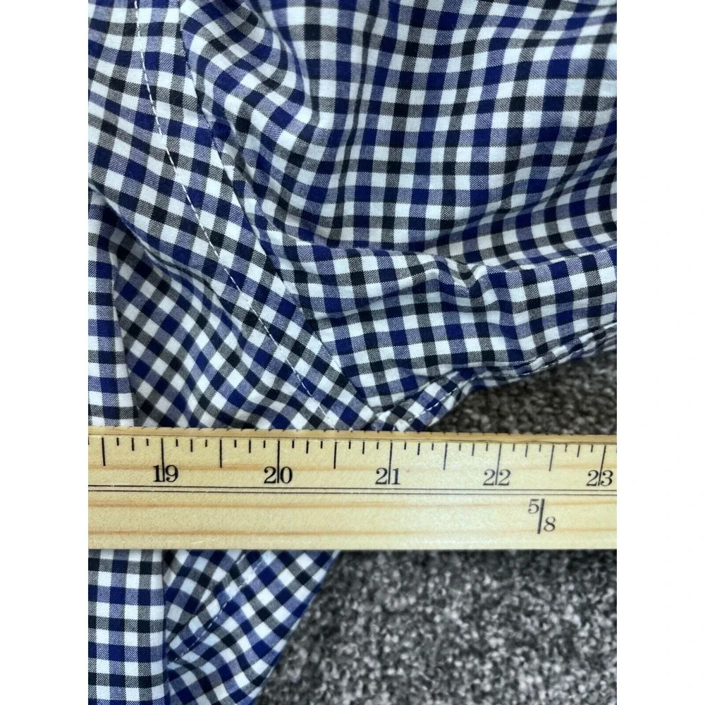 J.Crew Mens Blue & White‎ Gingham Long Sleeve Cotton Shirt Size L Blue White